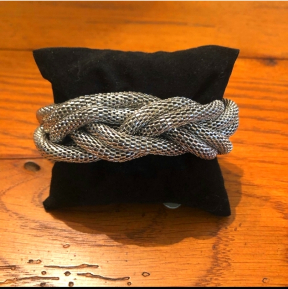 Thick Mesh Braided Women's Silver Bracelet